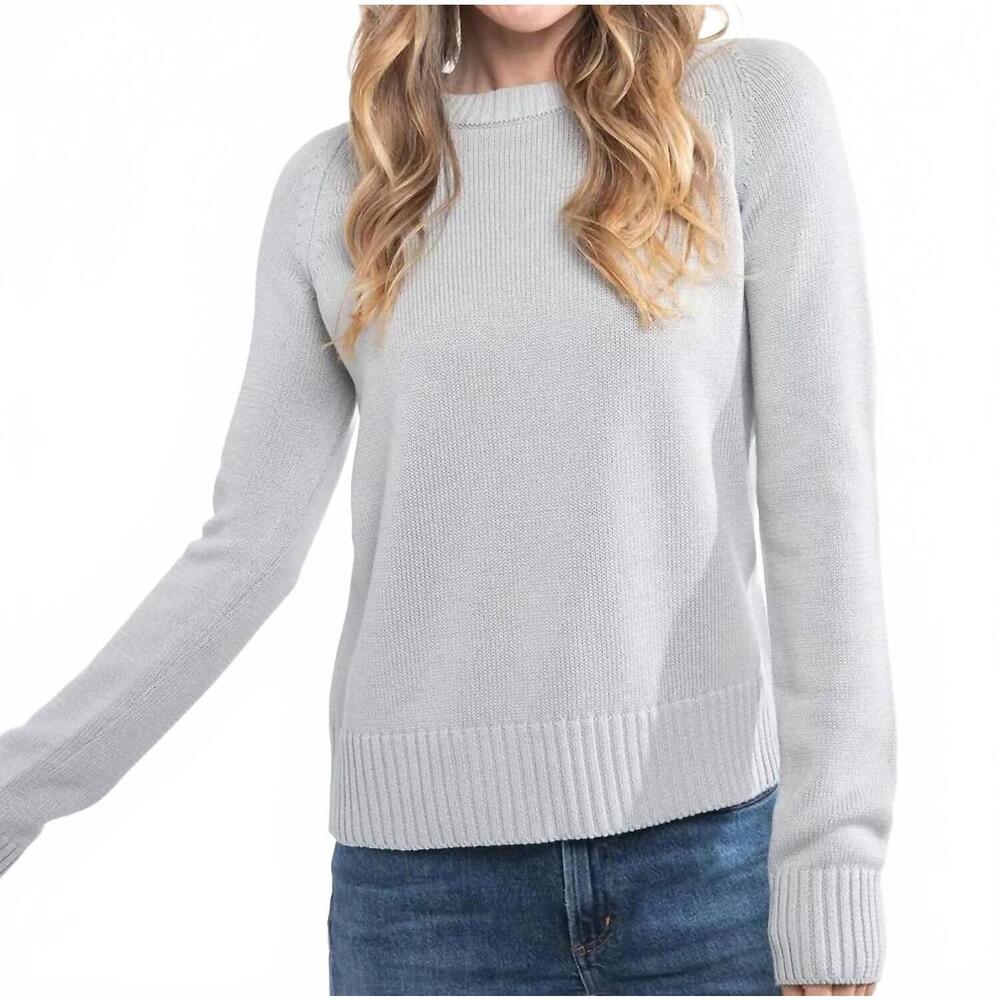 NEW PURA CASHMERE silk crewneck sweater in lt grey